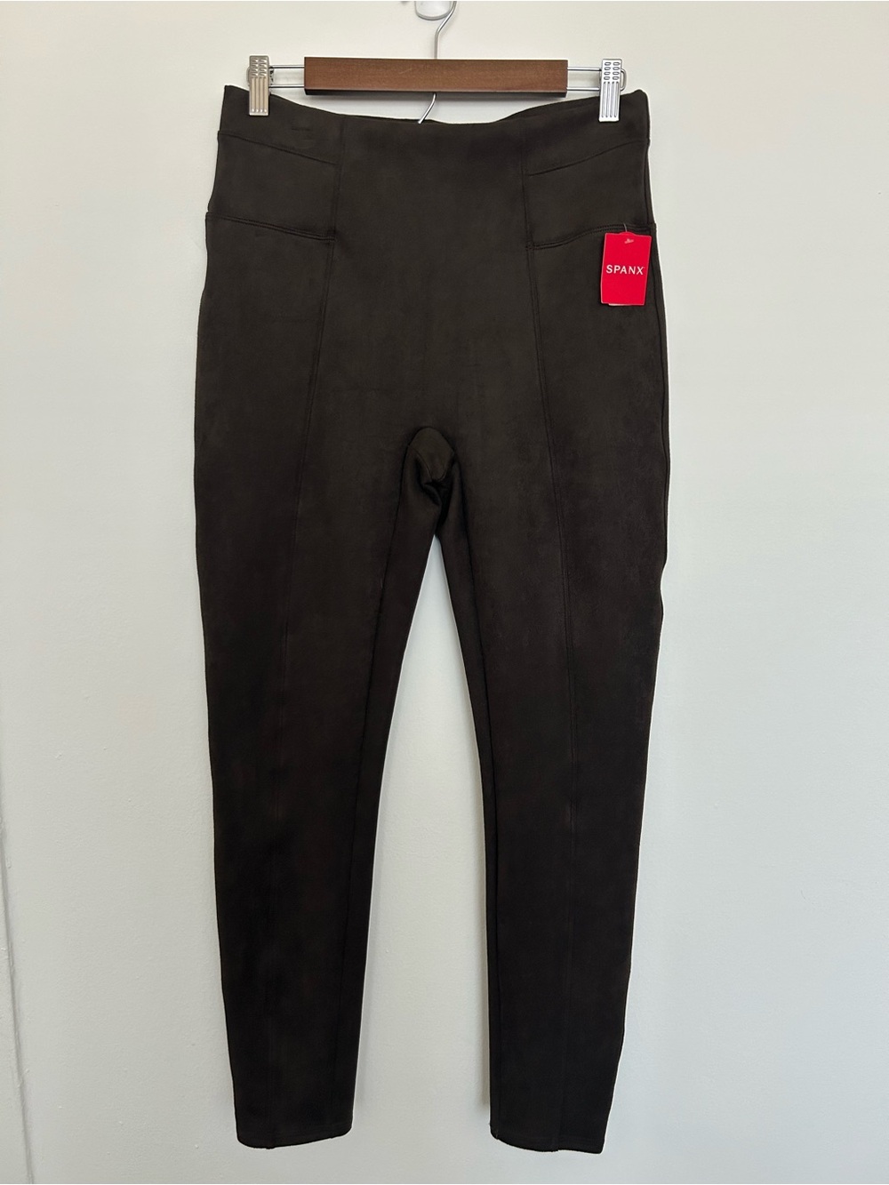 NWT SPANX Faux Suede Chocolate Brown Leggings Large Feminine Capsule Chic